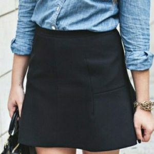 J. Crew Black fluted mini in double crepe